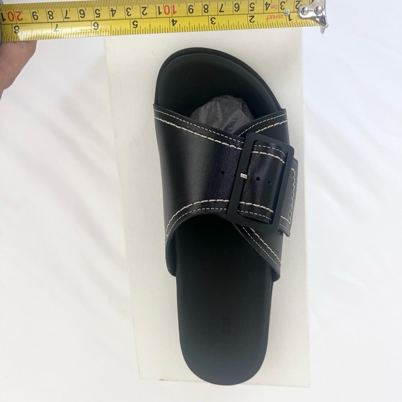 COS Contrast-Stitch Buckled Leather Slides - Picture 9 of 16